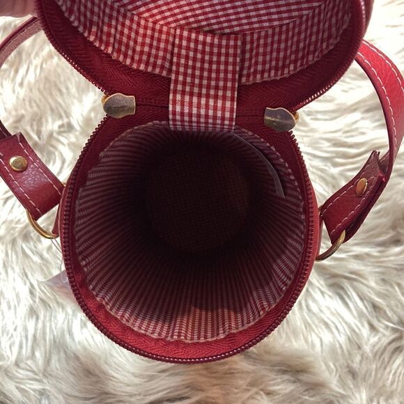 Beverage Butler Red Leather Zip Cylinder Wine Bottle Holder - Picture 4 of 8